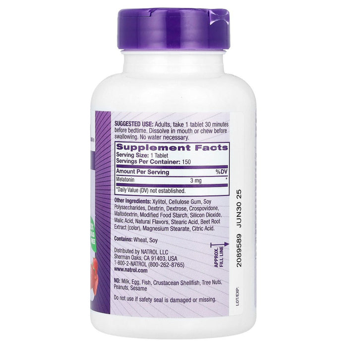 Natrol Melatonin, Fast Dissolve, Strawberry, 3 mg, 150 Tablets