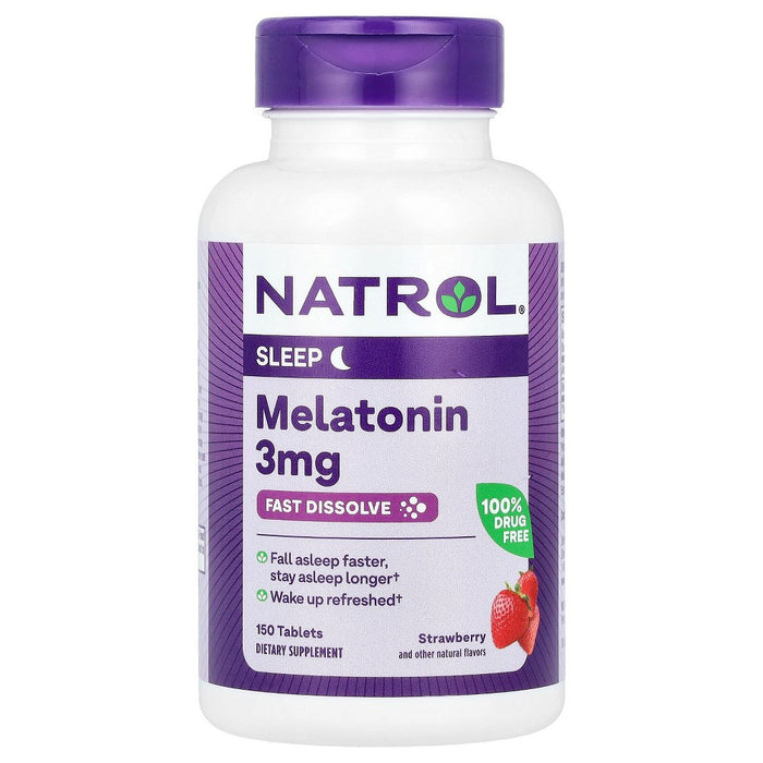Natrol Melatonin, Fast Dissolve, Strawberry, 3 mg, 150 Tablets
