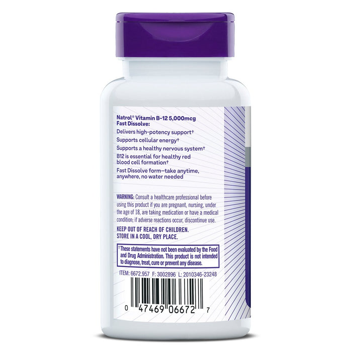 Natrol Vitamin B-12 Maximum Strength Fast Dissolve Energy Support Tablets - Strawberry - 100ct