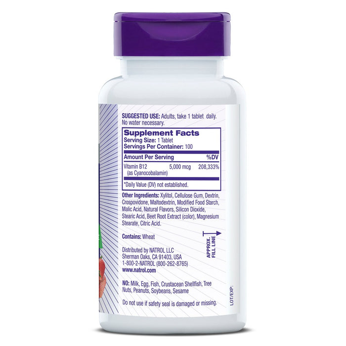 Natrol Vitamin B-12 Maximum Strength Fast Dissolve Energy Support Tablets - Strawberry - 100ct