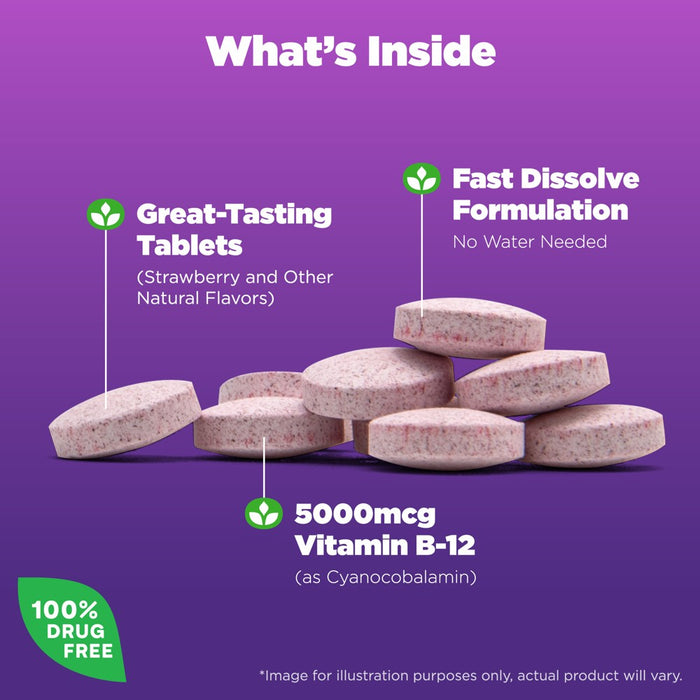 Natrol Vitamin B-12 Maximum Strength Fast Dissolve Energy Support Tablets - Strawberry - 100ct