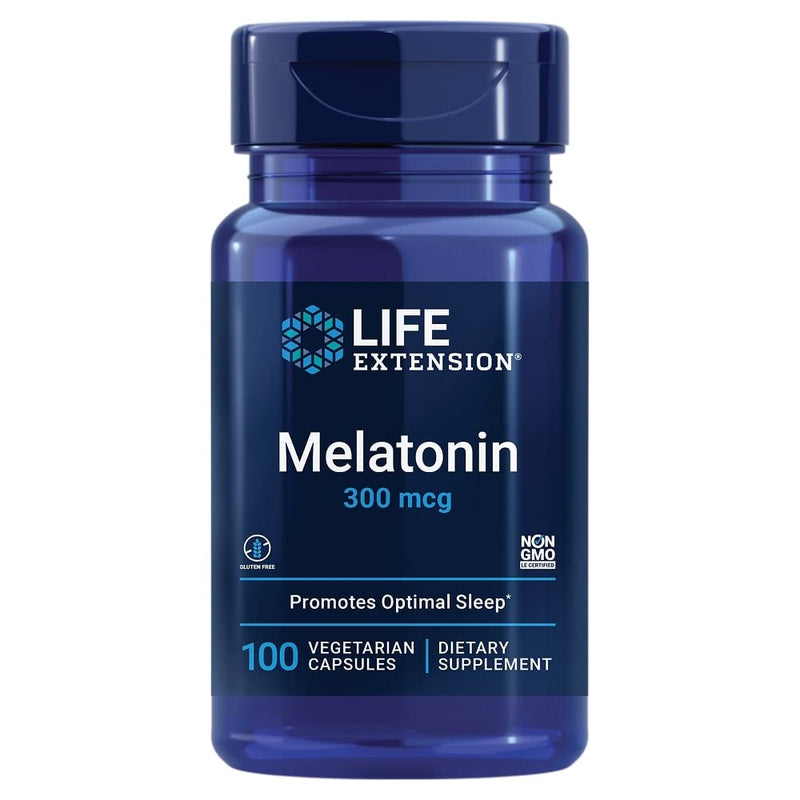 Life Extension Melatonin, 300 Mcg, Gentle Sleep Support, Healthy Circadian Rhythms, Cellular Defense, Gluten-Free, Non-GMO, Vegetarian, 100 Capsules