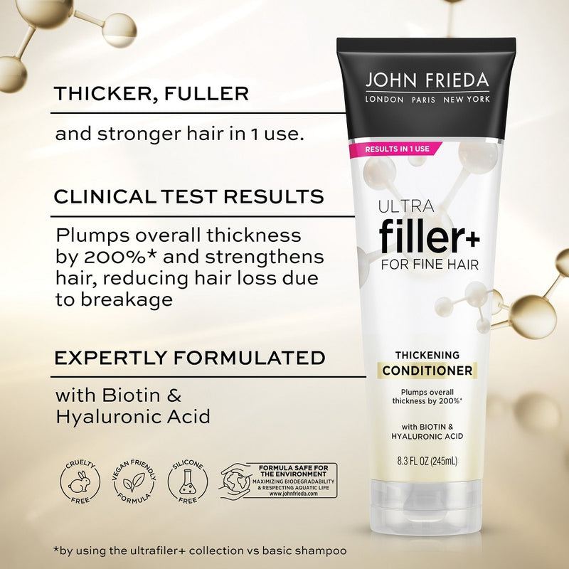 John Frieda ULTRAFiller+ Thickening Conditioner for Fine Hair, Volumizing Conditioner, Biotin and Hyaluronic Acid - 8.3 fl oz