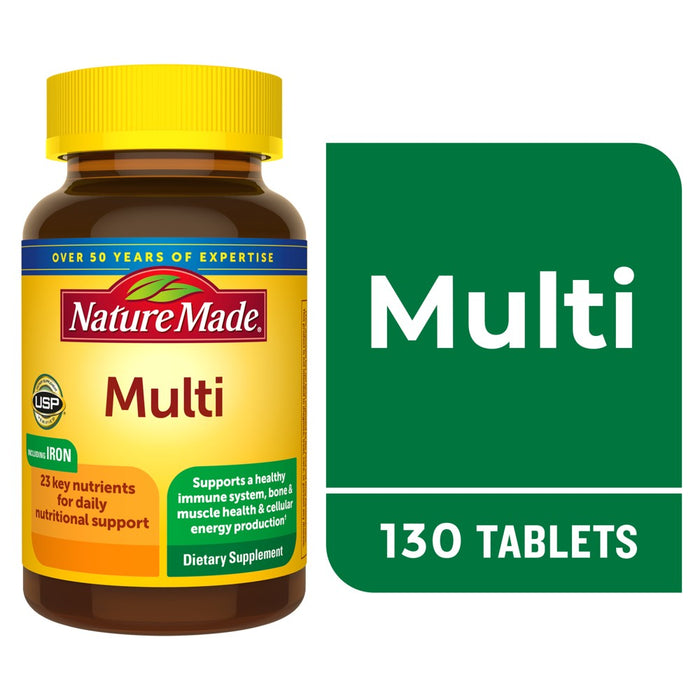 Nature Made Complete Multivitamin Mineral with Iron Nutritional Support Tablets - 130ct