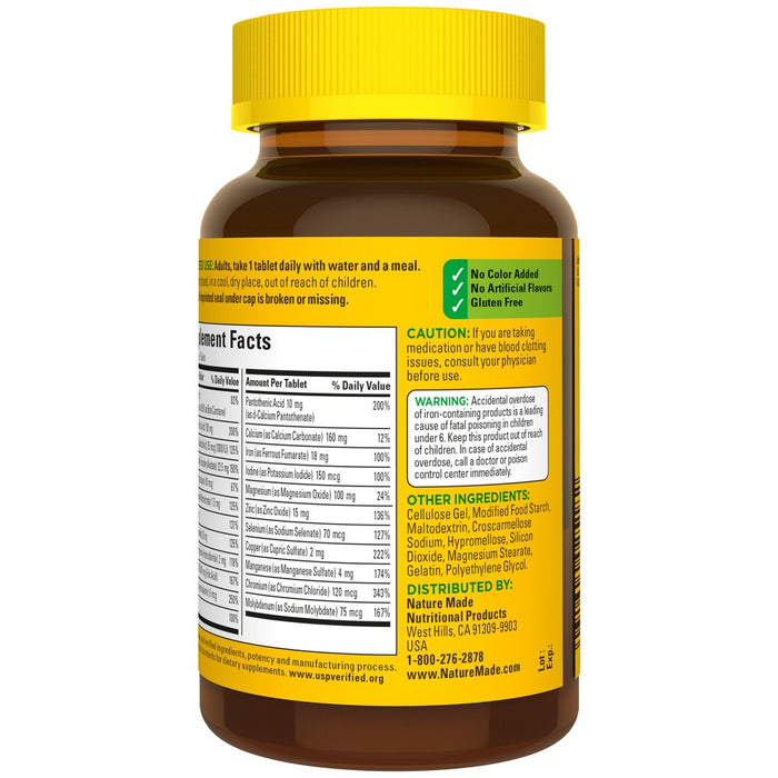 Nature Made Complete Multivitamin Mineral with Iron Nutritional Support Tablets - 130ct