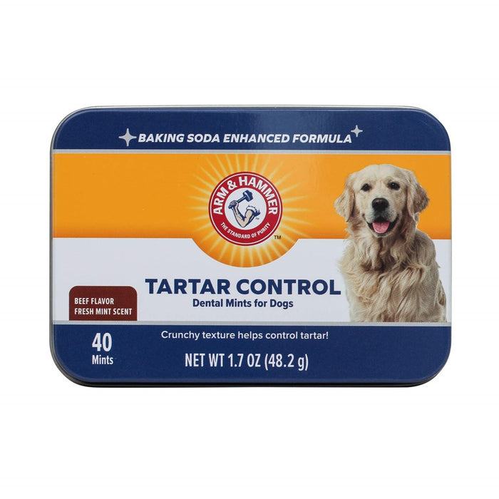 Arm & Hammer For Pets Tartar Control Dental Mints For Dogs | Dog Dental Mints Help Reduce Plaque & Tartar Buildup Without Brushing | Beef Flavor, 40 Count