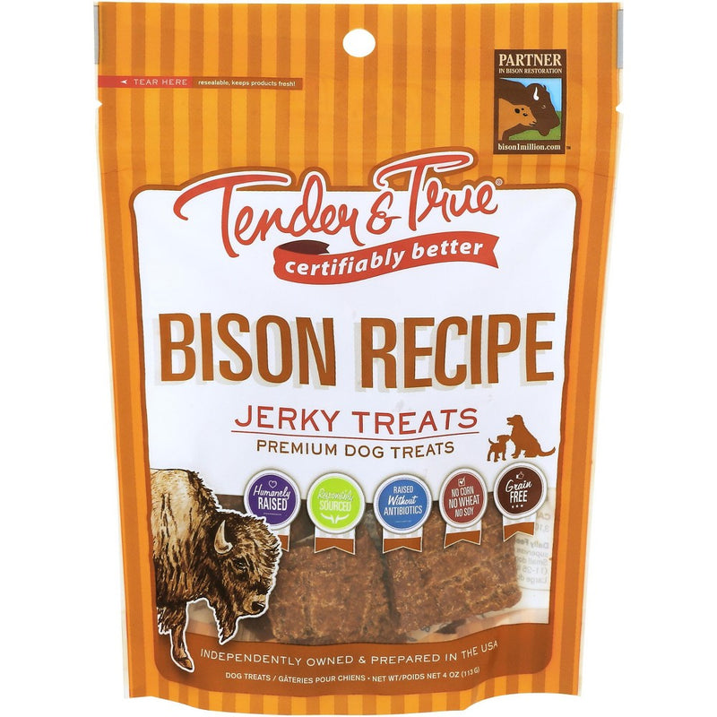 Tender and True Bison Recipe Jerky Dog Treat - Case of 10 - 4 oz