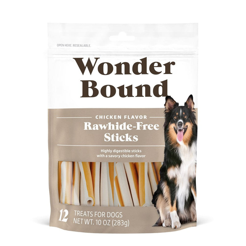 Amazon Brand - Wonder Bound Chicken Flavor Dog Treat Sticks - 12 Count - Rawhide-Free, Dental Health Chews For Plaque & Tartar Control, Easy Digest, Long-Lasting Snack