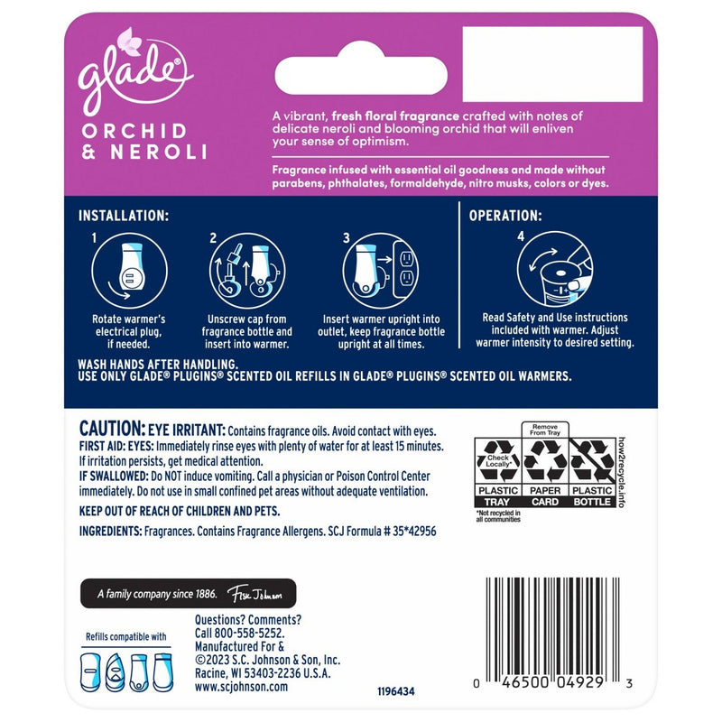 Glade PlugIns Scented Oil Air Freshener - Orchid & Neroli - 1.34oz/2pk