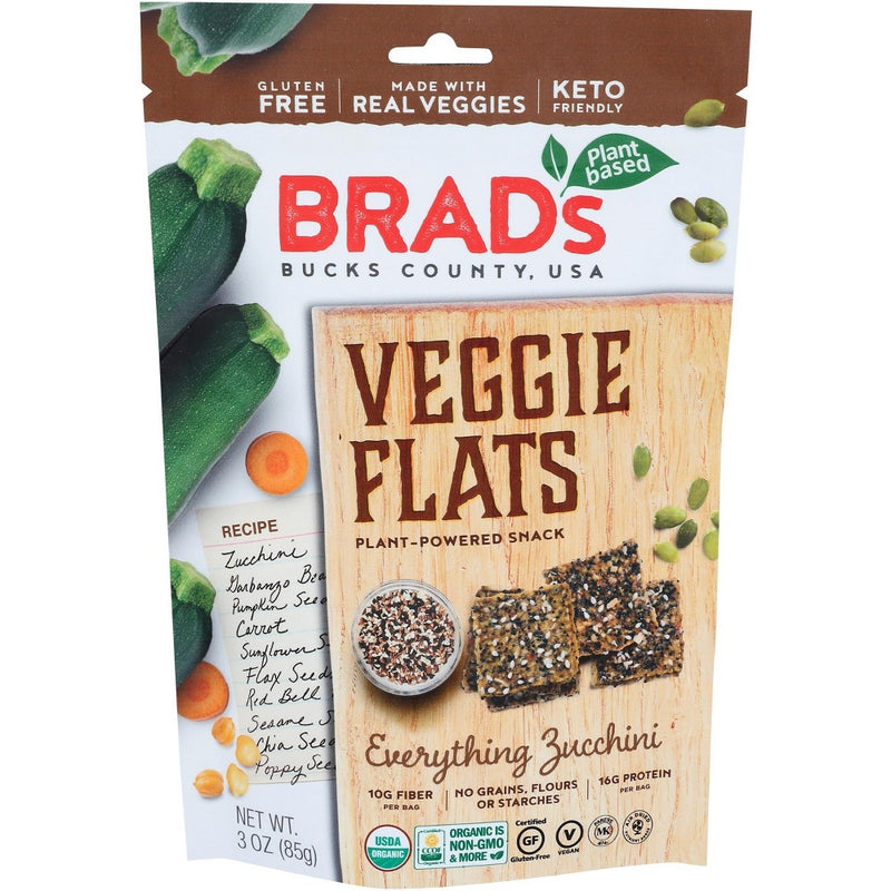 Brad's Plant Based Zucchini Veggie Flats - Case of 12 - 2 oz