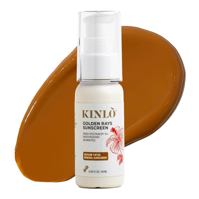 KINLO Golden Rays Sunscreen SPF 50 (Medium) Tinted Sunscreen For Face With SPF 50, Mineral Sunscreen With Zinc Oxide | Black Owned Skincare