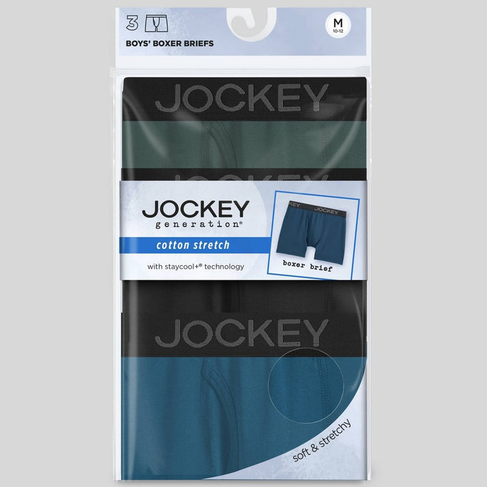 Jockey Generation Boys' 3pk Stretch Boxer Briefs - Blue/Gray/Black XL