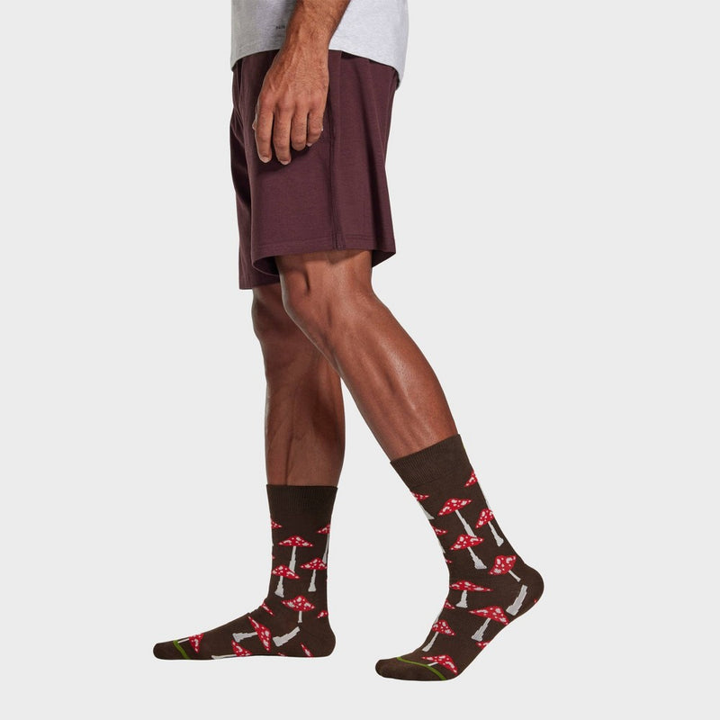 Pair of Thieves Men's Mushroom Print Cushion Crew Socks - Brown 6-12