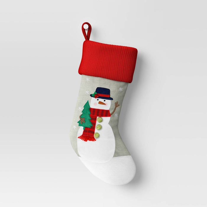 20" Snowman Christmas Stocking - Wondershop: Navy Top Hat, Red Scarf, Festive Decor