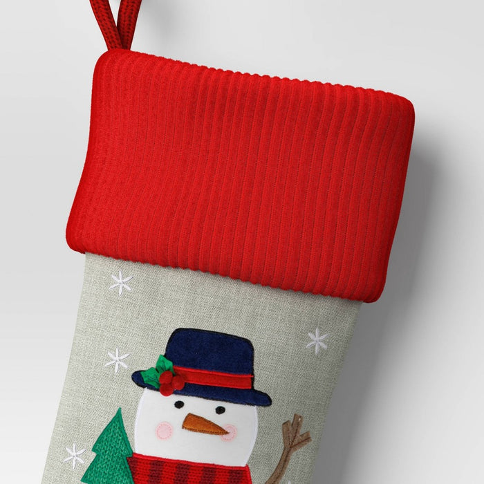 20" Snowman Christmas Stocking - Wondershop: Navy Top Hat, Red Scarf, Festive Decor