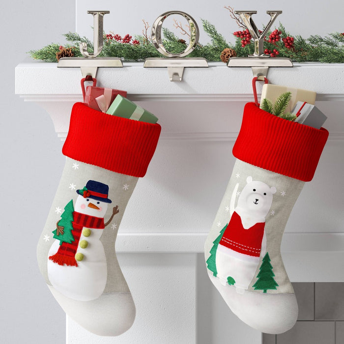 20" Snowman Christmas Stocking - Wondershop: Navy Top Hat, Red Scarf, Festive Decor