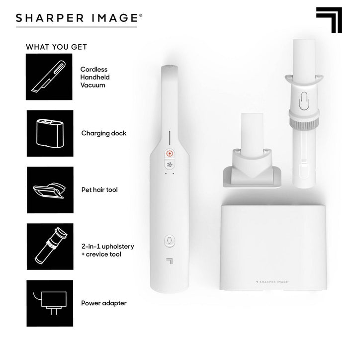 Sharper Image Handheld Vacuum with High-Speed 120W Brushless Motor, Cordless White