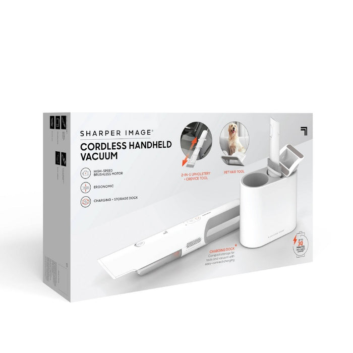 Sharper Image Handheld Vacuum with High-Speed 120W Brushless Motor, Cordless White