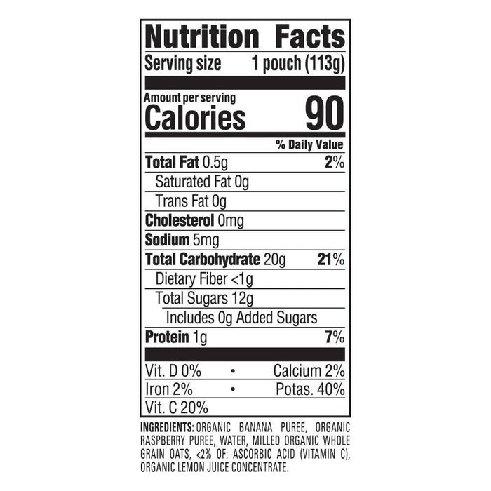 HappyBaby Clearly Crafted Bananas Raspberries & Oats Baby Food Pouch - 4oz