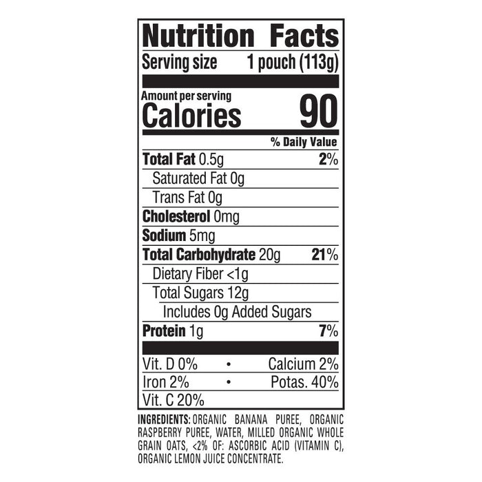 HappyBaby Clearly Crafted Bananas Raspberries & Oats Baby Food Pouch - 4oz