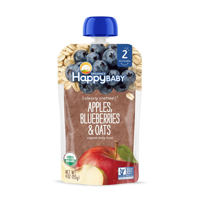 Happy Family Clearly Crafted Apples Blueberries & Oats Baby Meals - 4oz