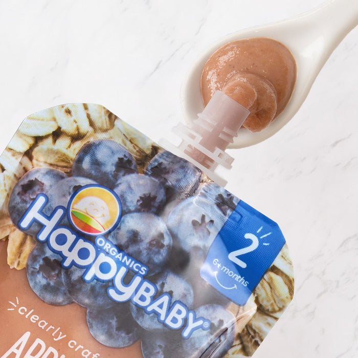 Happy Family Clearly Crafted Apples Blueberries & Oats Baby Meals - 4oz