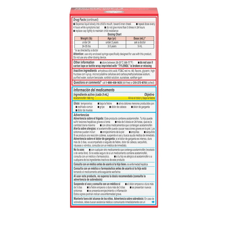 Infants' Tylenol Pain Reliever and Fever Reducer Liquid Drops - Acetaminophen - Cherry - 2 fl oz