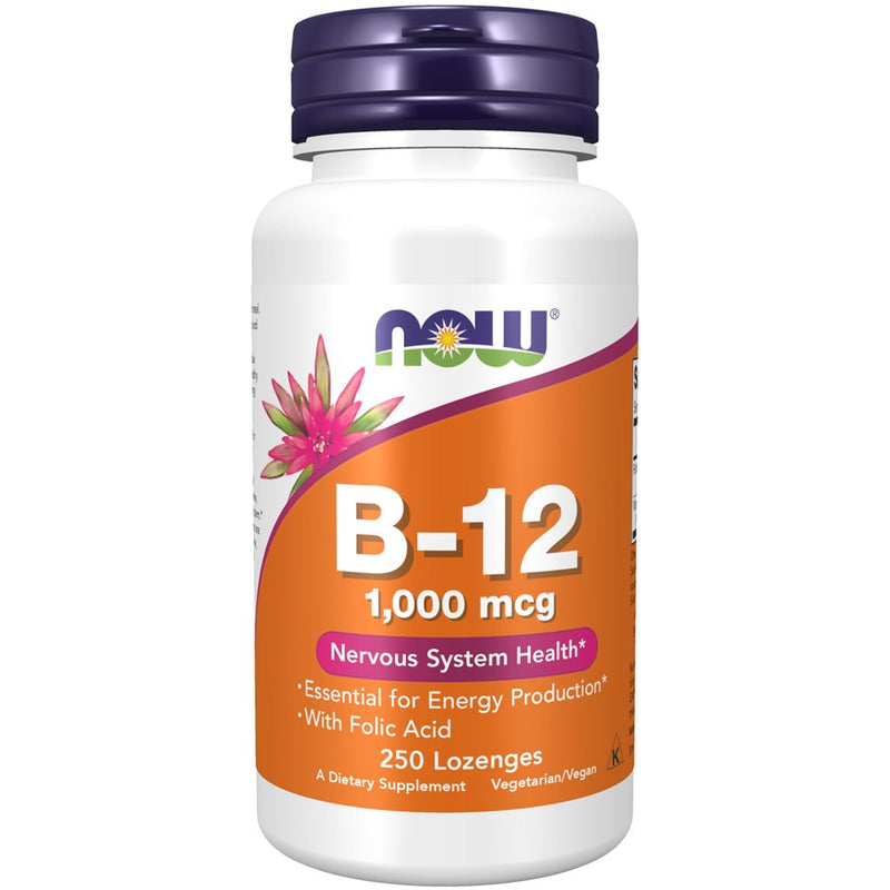 NOW Foods Supplements, Vitamin B-12 1,000 Mcg With Folic Acid, Nervous System Health*, 250 Chewable Lozenges