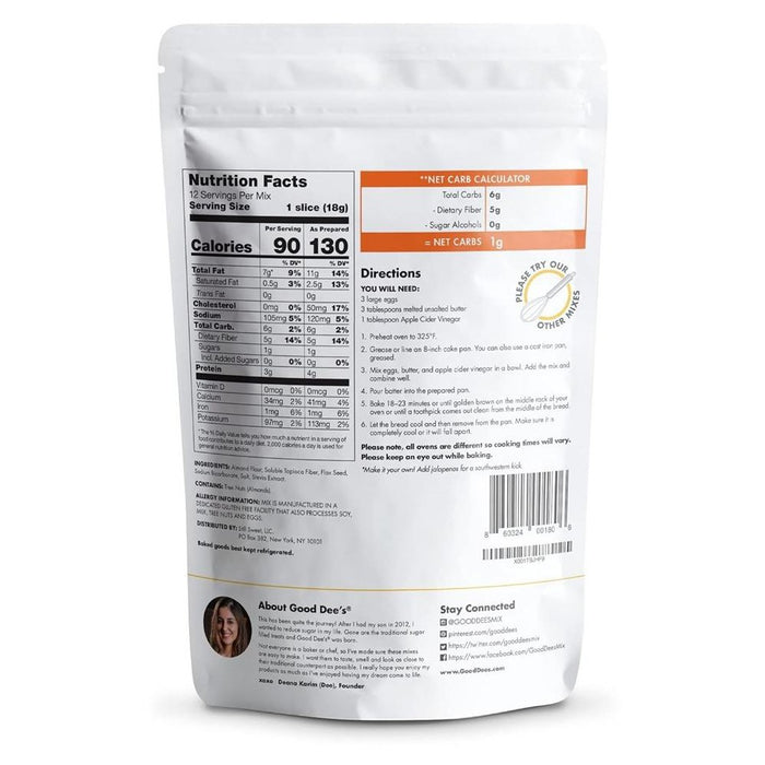 Good Dee's Cornbread Baking Mix, Low Carb, Grain-Free, Sugar-Free, Gluten-Free & Wheat-Free