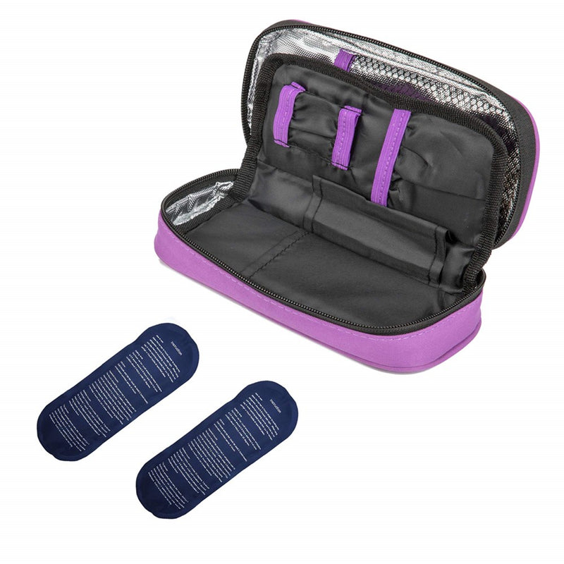 Apollo Walker Insulin Cooler Travel Case Diabetic Medication Cooler With 2 Ice Packs And Insulation Liner(Purple)