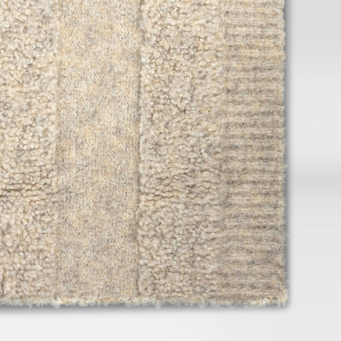 Cozy Bubble Knit Striped Throw Blanket Neutral - Threshold