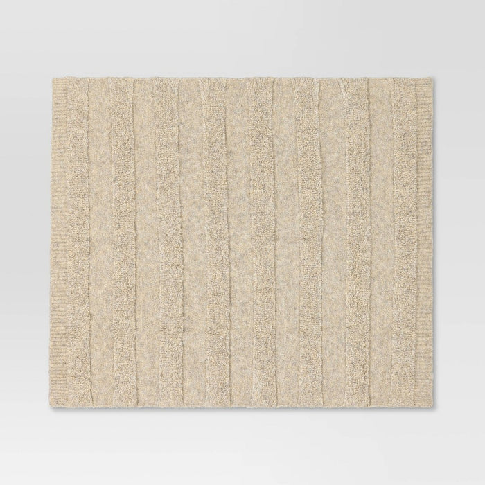 Cozy Bubble Knit Striped Throw Blanket Neutral - Threshold