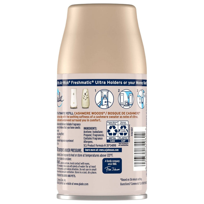 Glade Automatic Spray Air Freshener Cashmere Woods 1ct Refill - 6.2oz