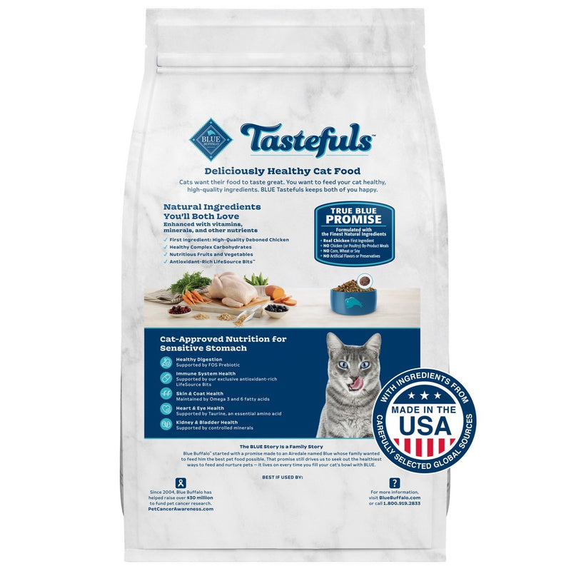 Blue Buffalo Tastefuls Sensitive Stomach Natural Adult Dry Cat Food with Chicken - 10lbs