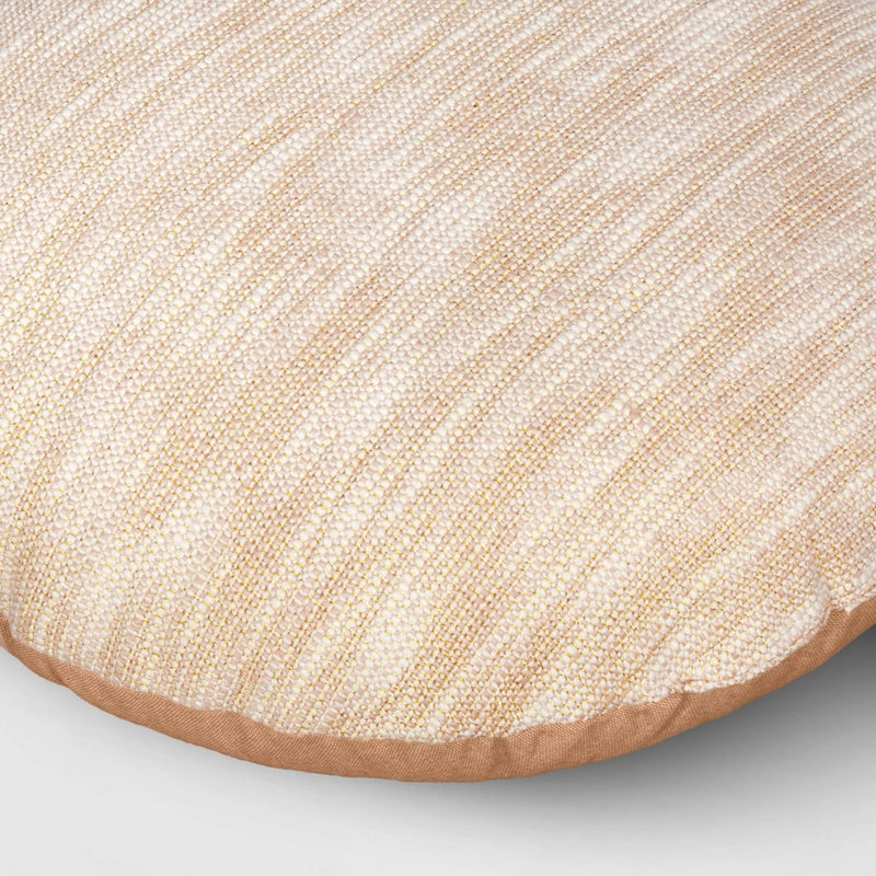 Woven Cotton Slub with Gold Lurex Round Throw Pillow Clay Pink - Threshold: Indoor Decorative Cushion for Couch or Floor