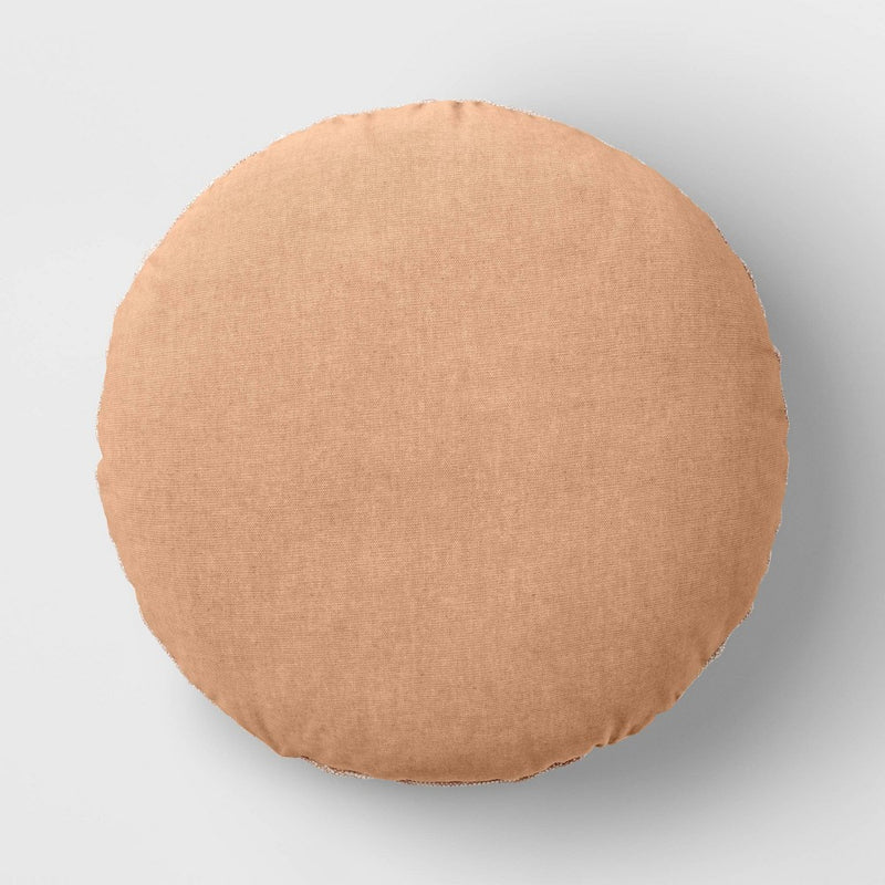 Woven Cotton Slub with Gold Lurex Round Throw Pillow Clay Pink - Threshold: Indoor Decorative Cushion for Couch or Floor
