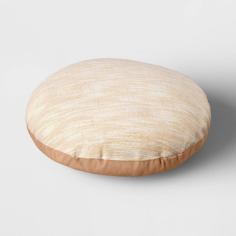Woven Cotton Slub with Gold Lurex Round Throw Pillow Clay Pink - Threshold: Indoor Decorative Cushion for Couch or Floor