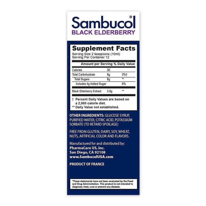 Sambucol Black Elderberry Vegan Immune Support Syrup - 4 fl oz