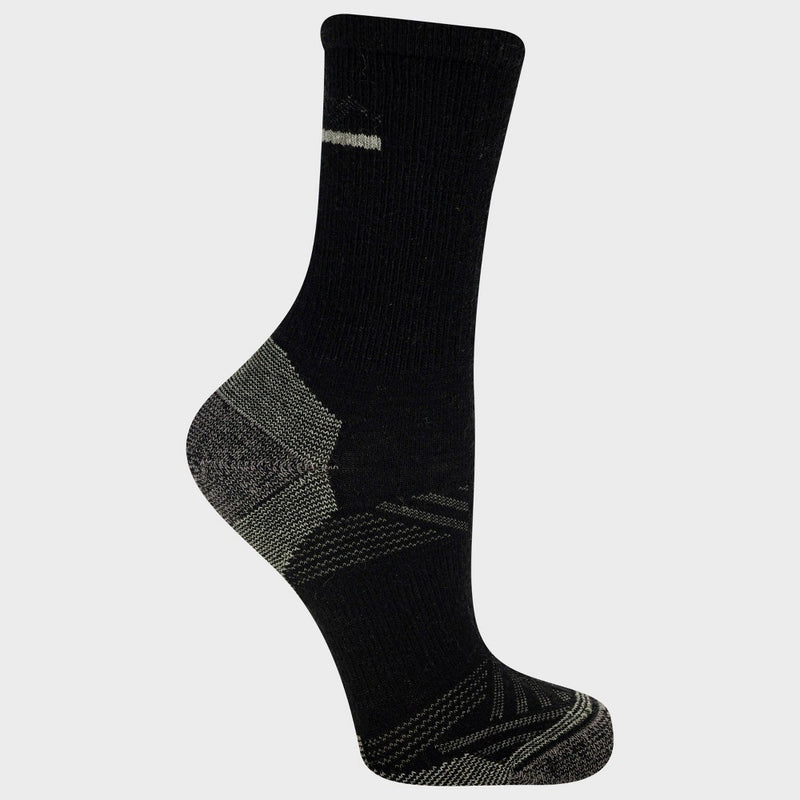 Alaska Knits Women's Peak Trail Wool Blend Midweight Crew Socks - Black 4-10