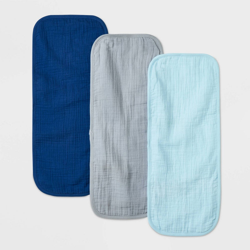 Baby 3pk Basic Muslin Burp Cloth - Cloud Island Blue