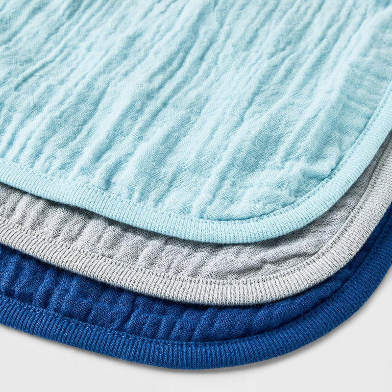 Baby 3pk Basic Muslin Burp Cloth - Cloud Island Blue