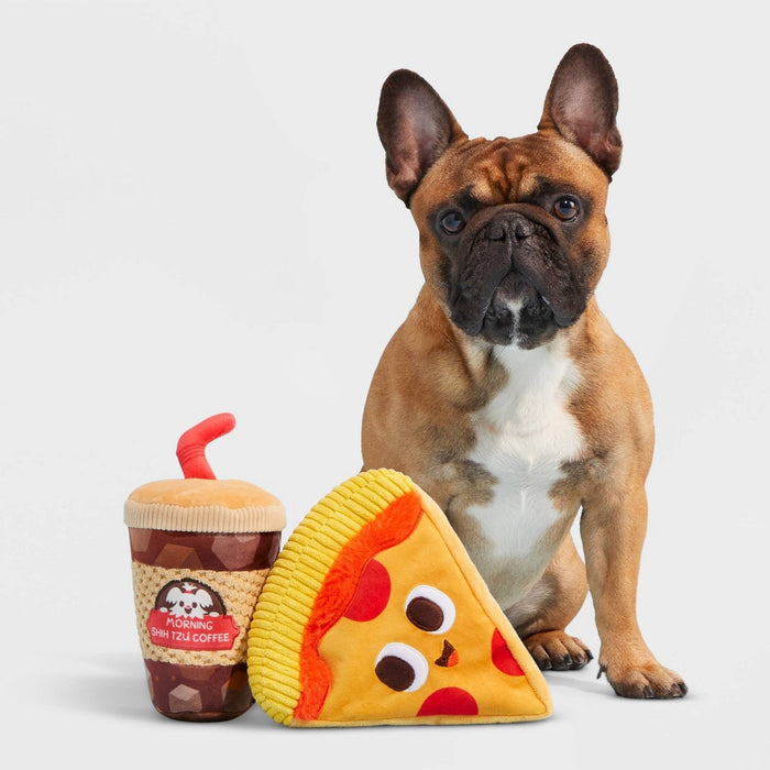 BARK Pizza Face Delivery Bag Dog Toy