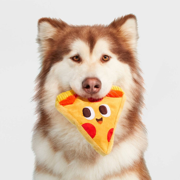 BARK Pizza Face Delivery Bag Dog Toy