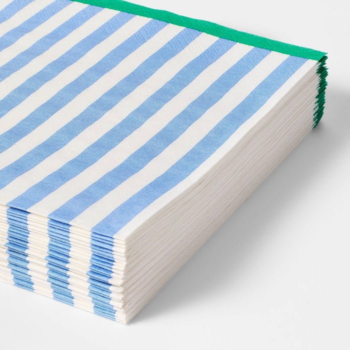 30ct Striped Lunch Napkins - Spritz