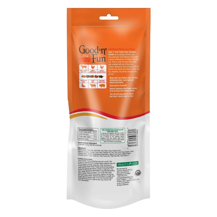 Good 'n' Fun Triple Flavor Colossal Kabob Rawhide Dog Treat with Chicken, Duck & Beef Flavor - 8.4oz/ 3ct