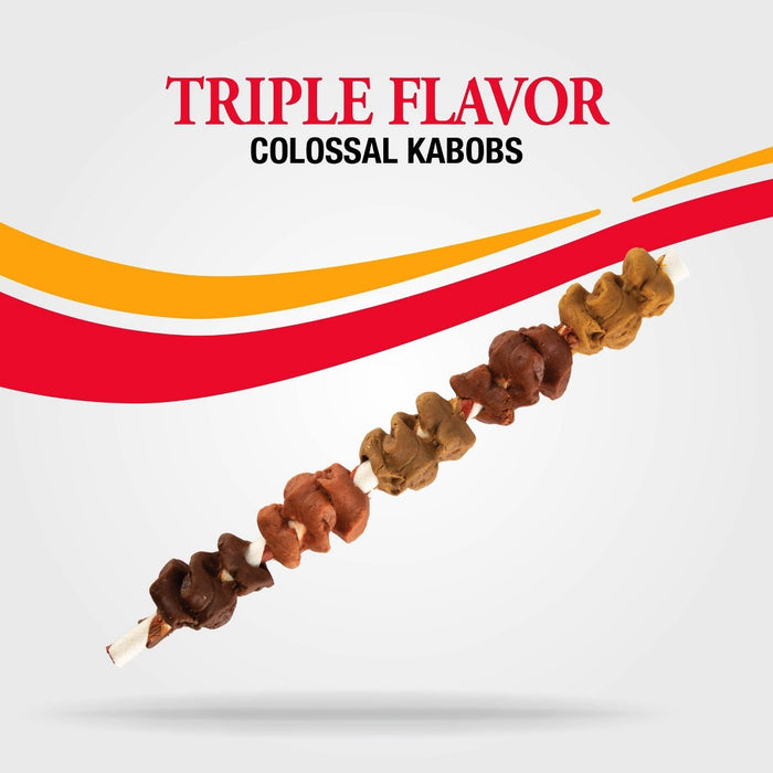 Good 'n' Fun Triple Flavor Colossal Kabob Rawhide Dog Treat with Chicken, Duck & Beef Flavor - 8.4oz/ 3ct