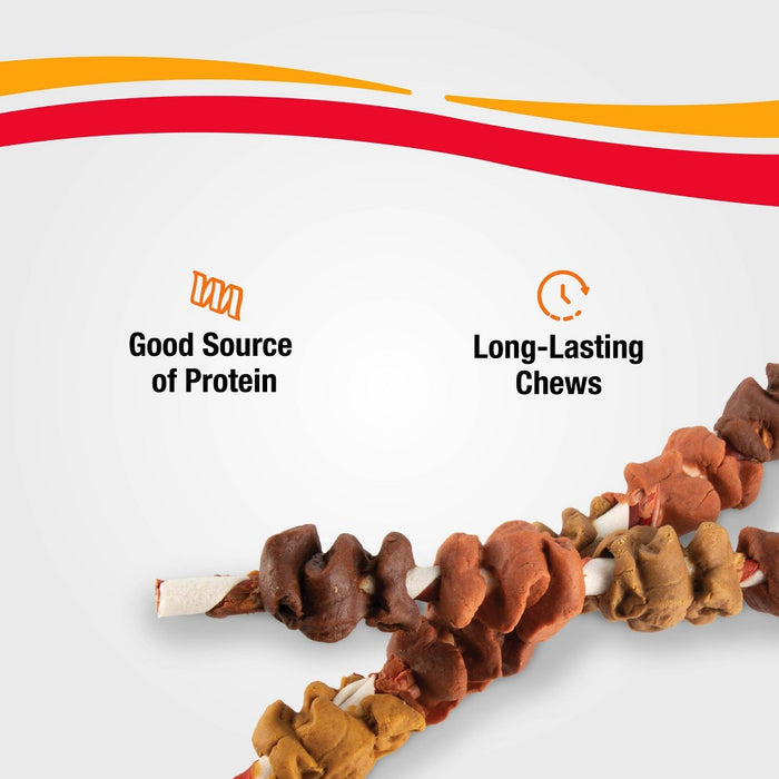 Good 'n' Fun Triple Flavor Colossal Kabob Rawhide Dog Treat with Chicken, Duck & Beef Flavor - 8.4oz/ 3ct