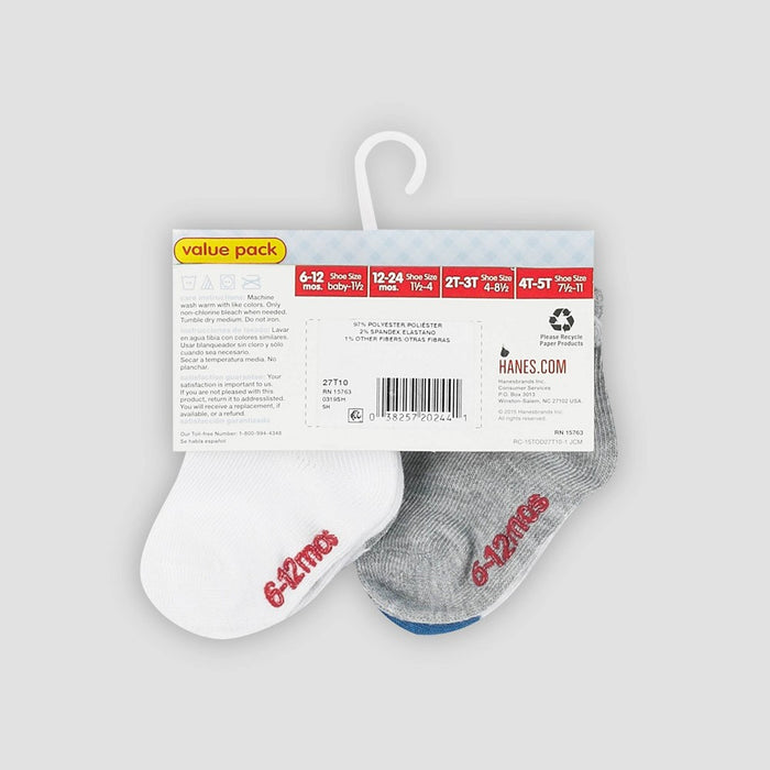 Hanes Toddler Boys' 10pk Athletic Socks - Colors Vary 12-24M