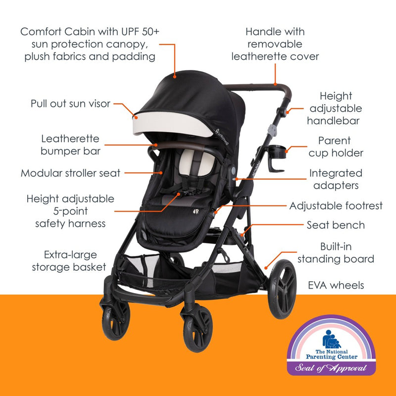 Baby Trend Morph Single to Double Modular Stroller Travel System - Madrid Tan (LOCAL PICKUP ONLY)