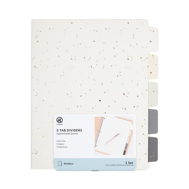 U Brands 5 Tab Paper Dividers Sophisticated Speckle